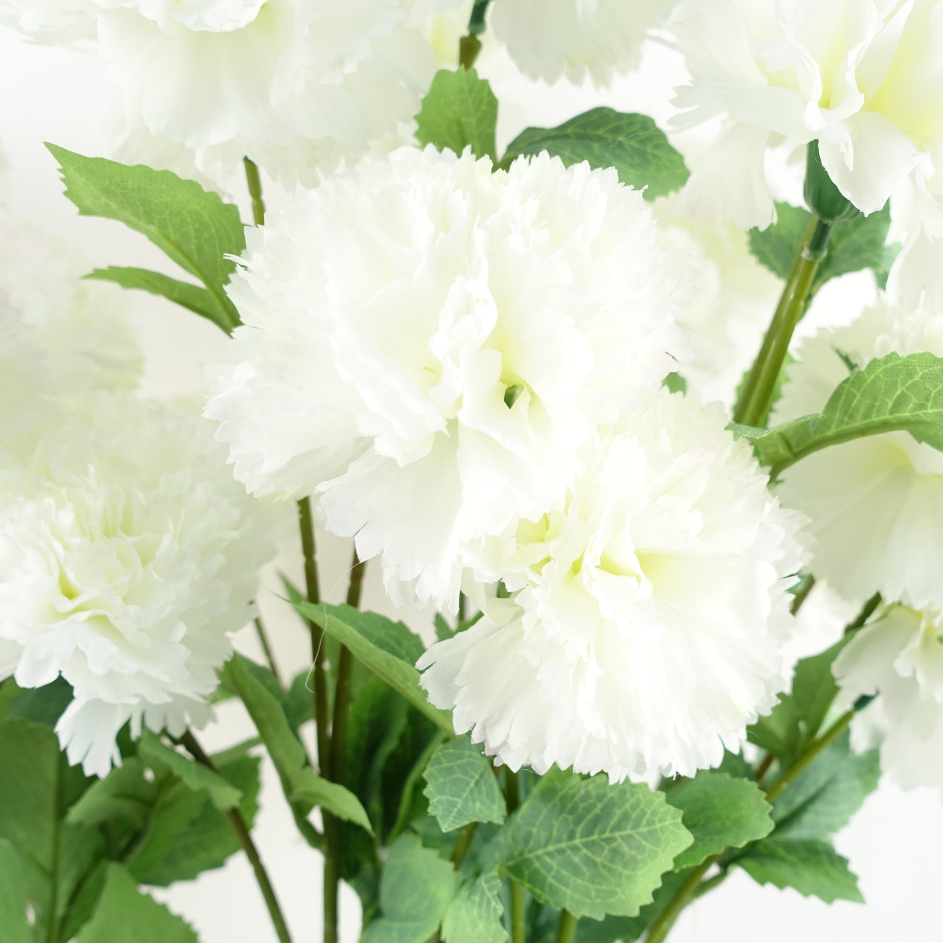 70cm White Artificial Carnation Stem - 4 Flowers