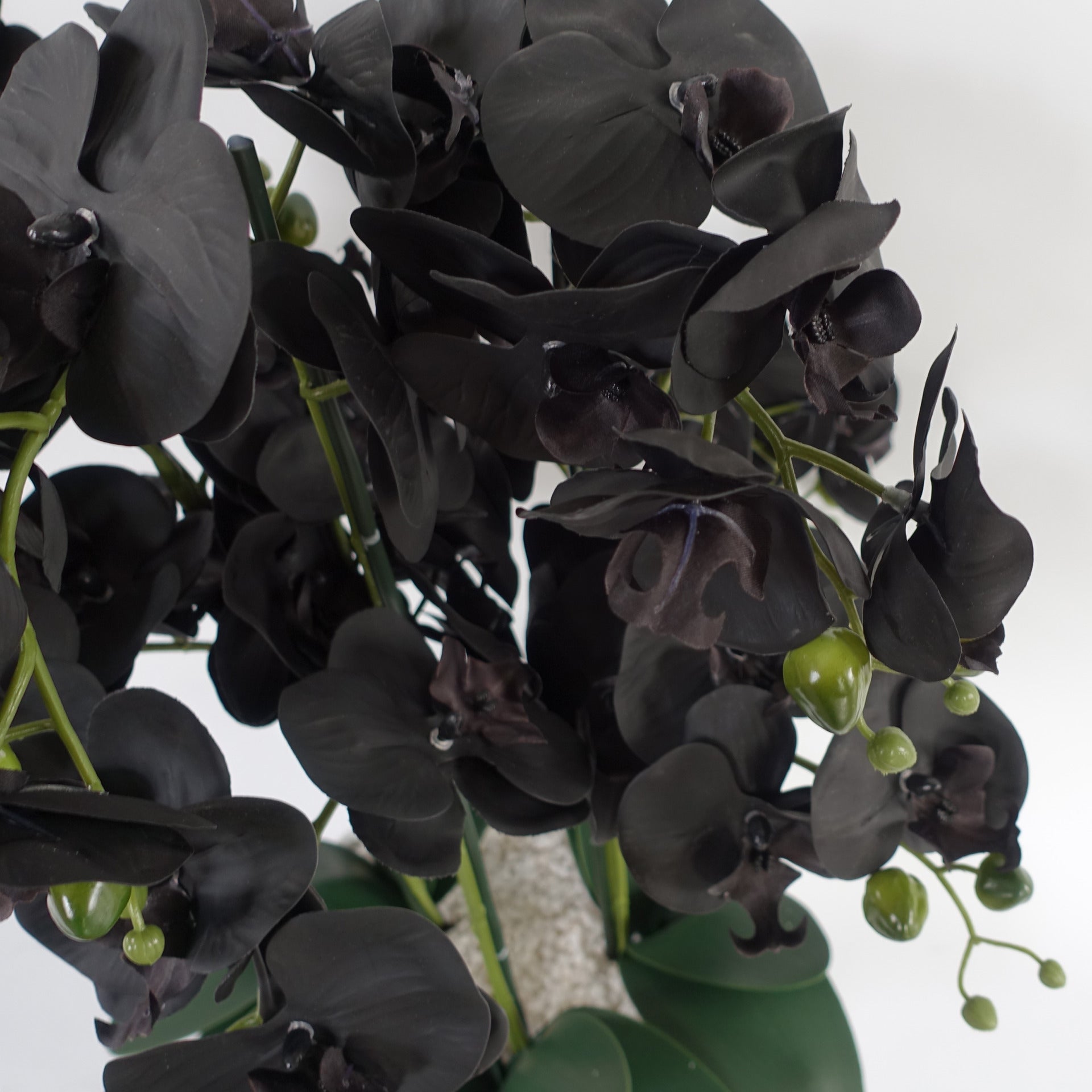 60cm Orchid Artificial Black - White Marble Ceramic Planter