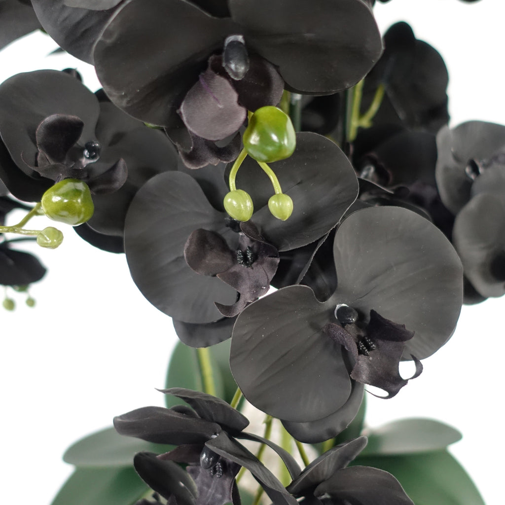 60cm Orchid Artificial Black - Gold Ceramic Planter