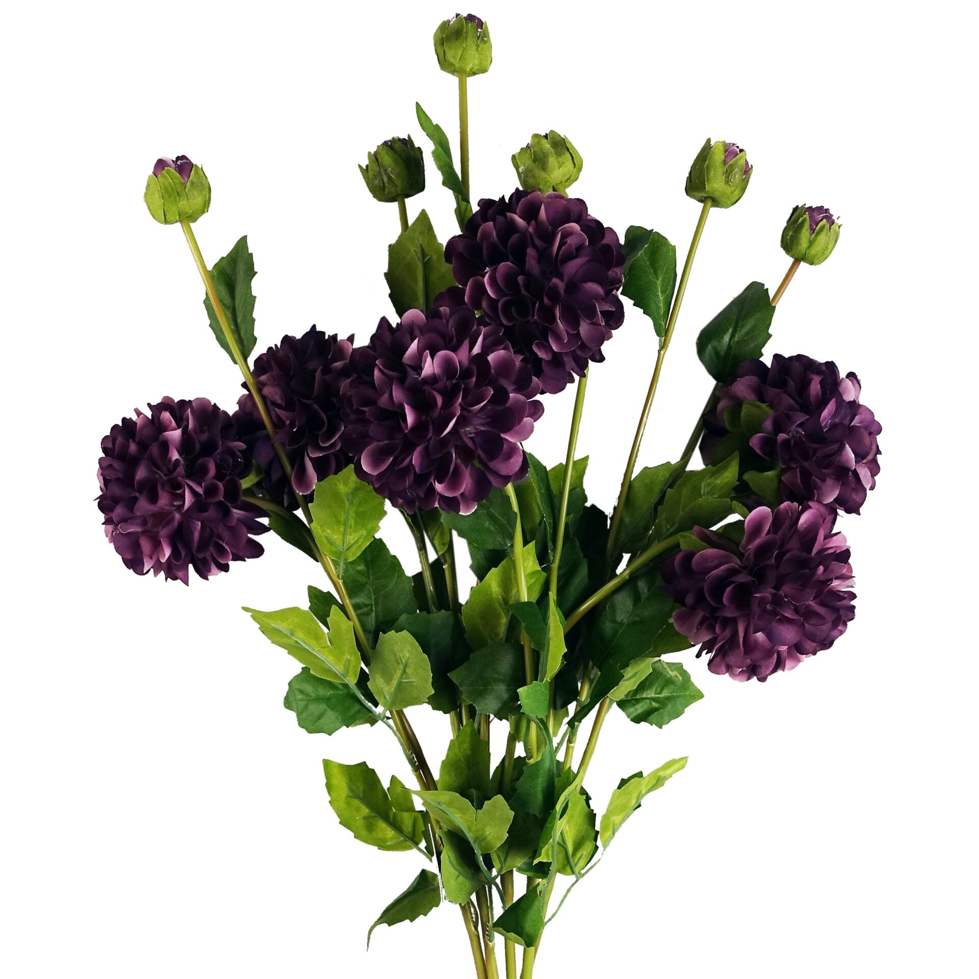 75cm Artificial Dahlia PomPom Flower Stem Purple