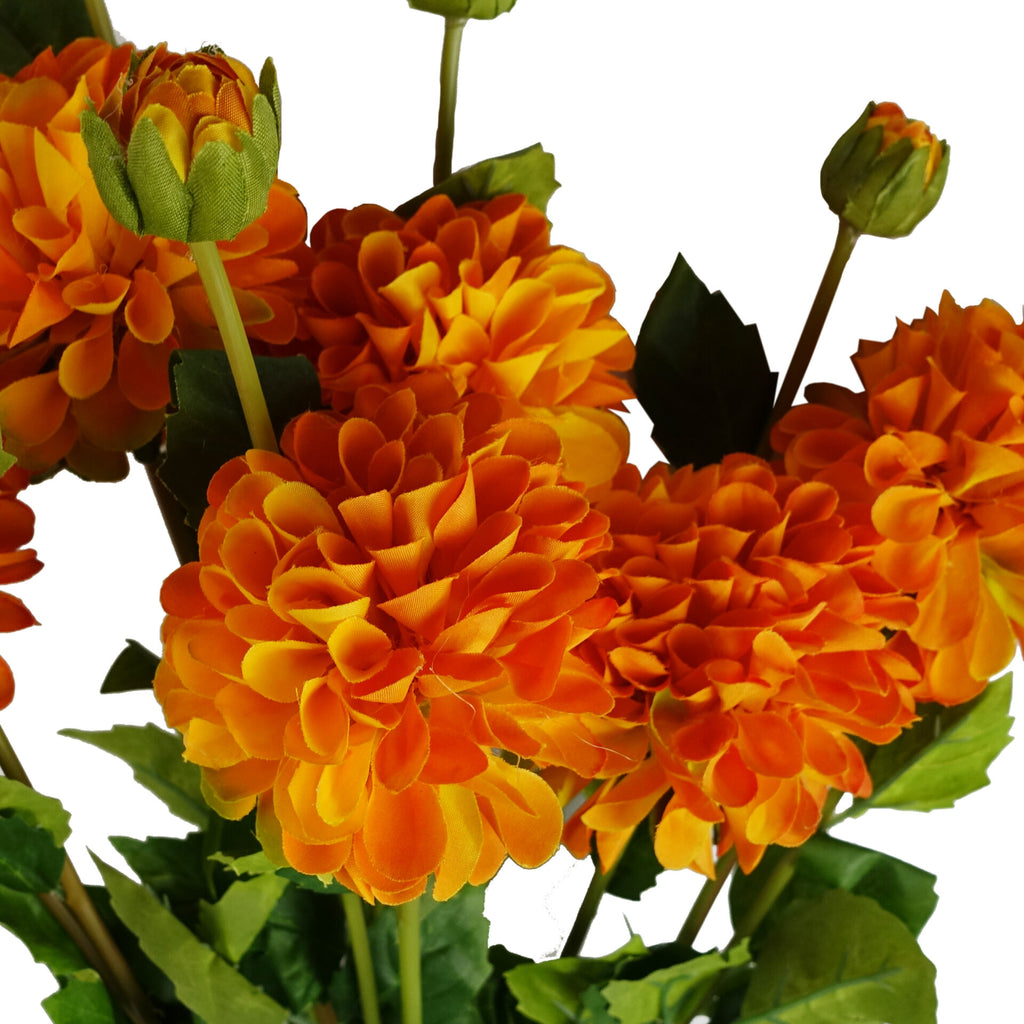 75cm Artificial Dahlia PomPom Flower Stem Orange