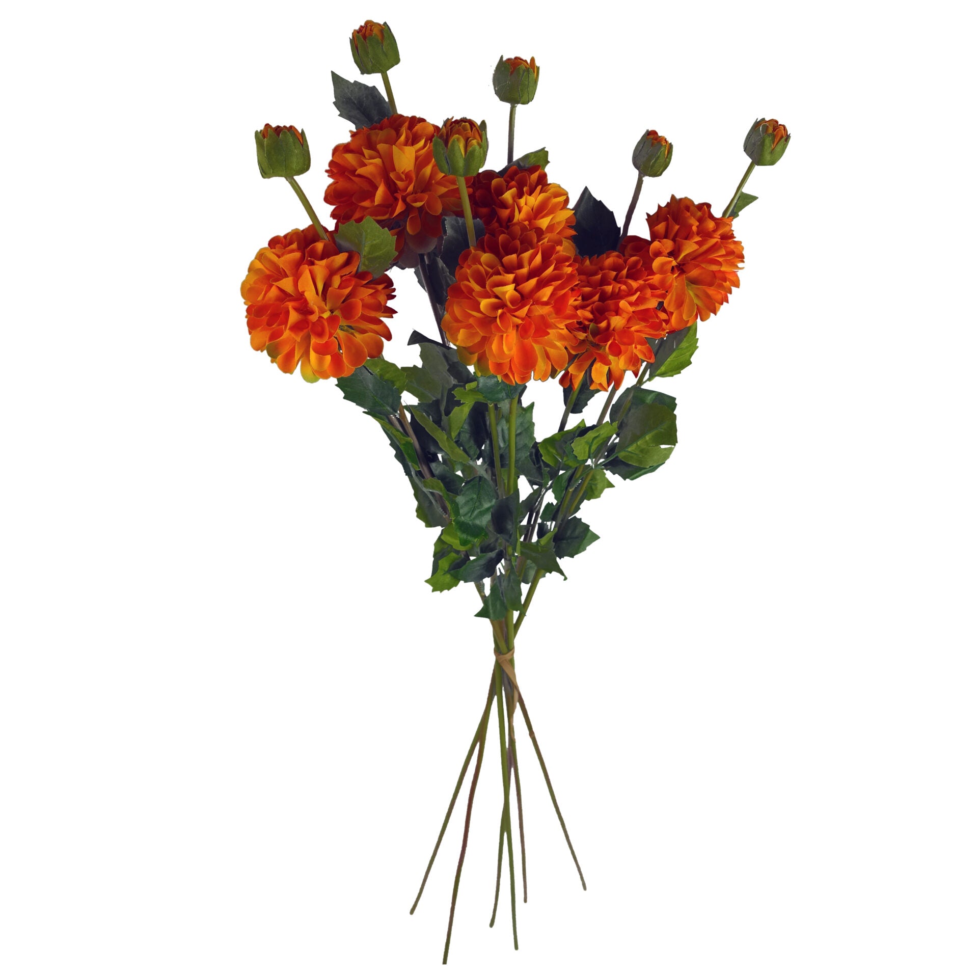 75cm Artificial Dahlia PomPom Flower Stem Orange