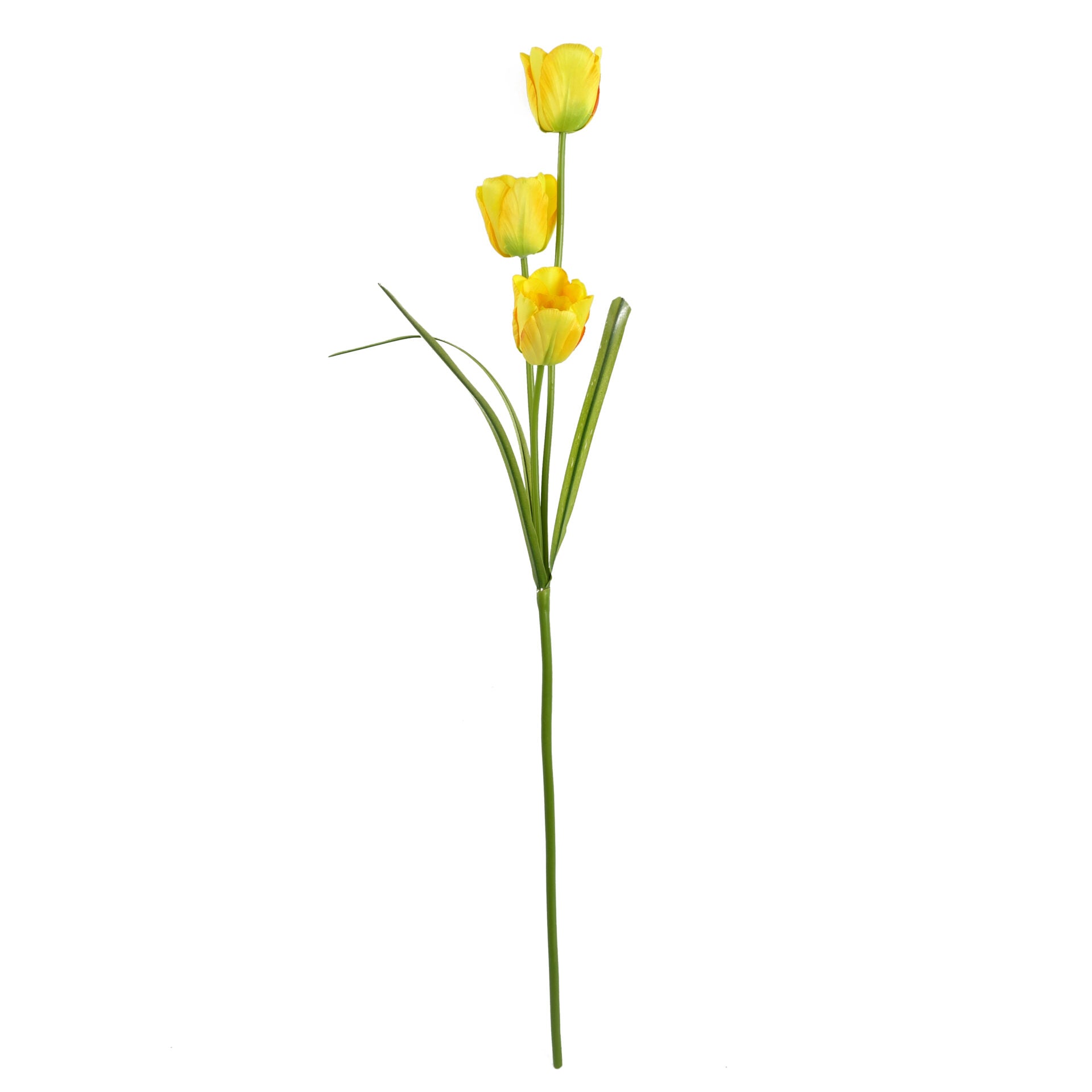 Pack of 6 x 80cm Artificial Tulip Yellow Stem