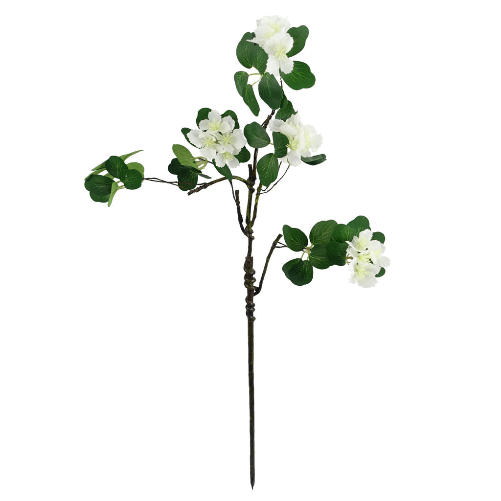 60cm Flower Foliage Spray - White
