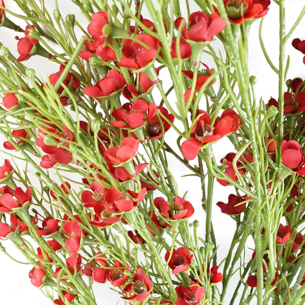 100cm Artificial Foliage Stem with Small Flowers - Red