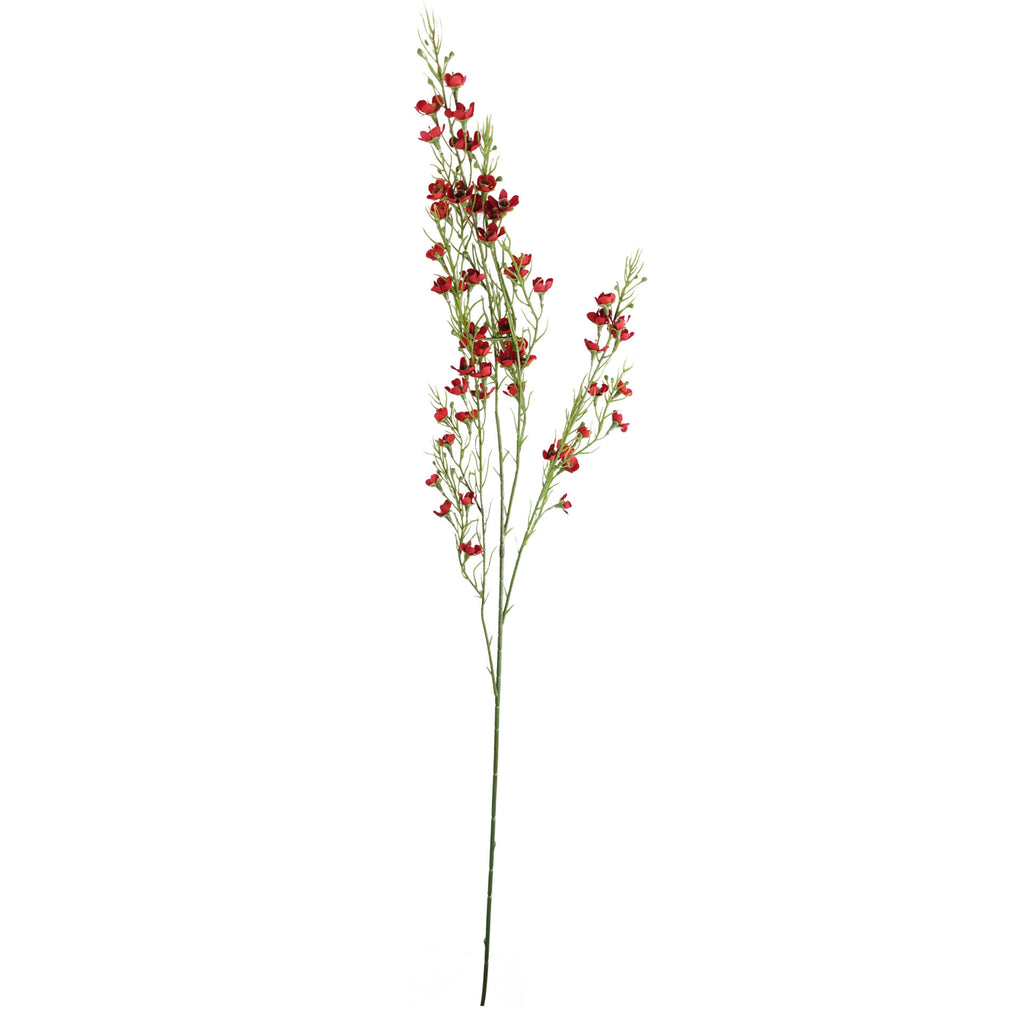 Pack of 6 x 100cm Artificial Foliage Stem with Small Flowers - Red
