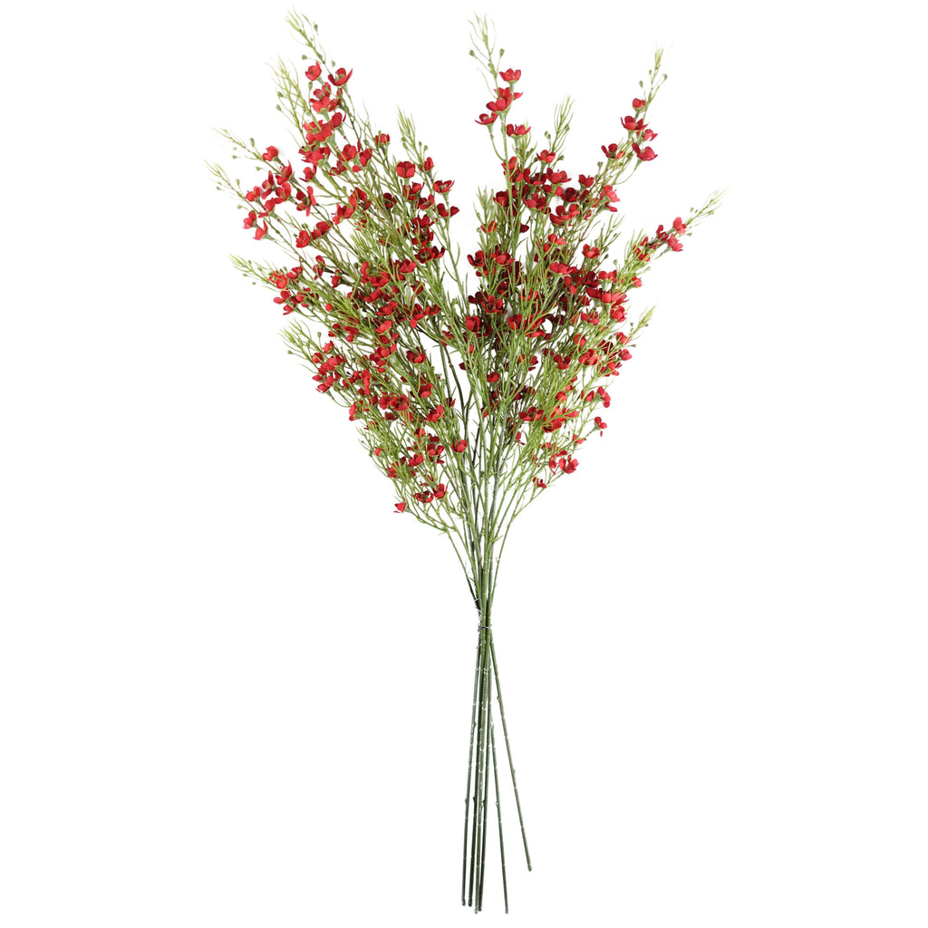 100cm Artificial Foliage Stem with Small Flowers - Red