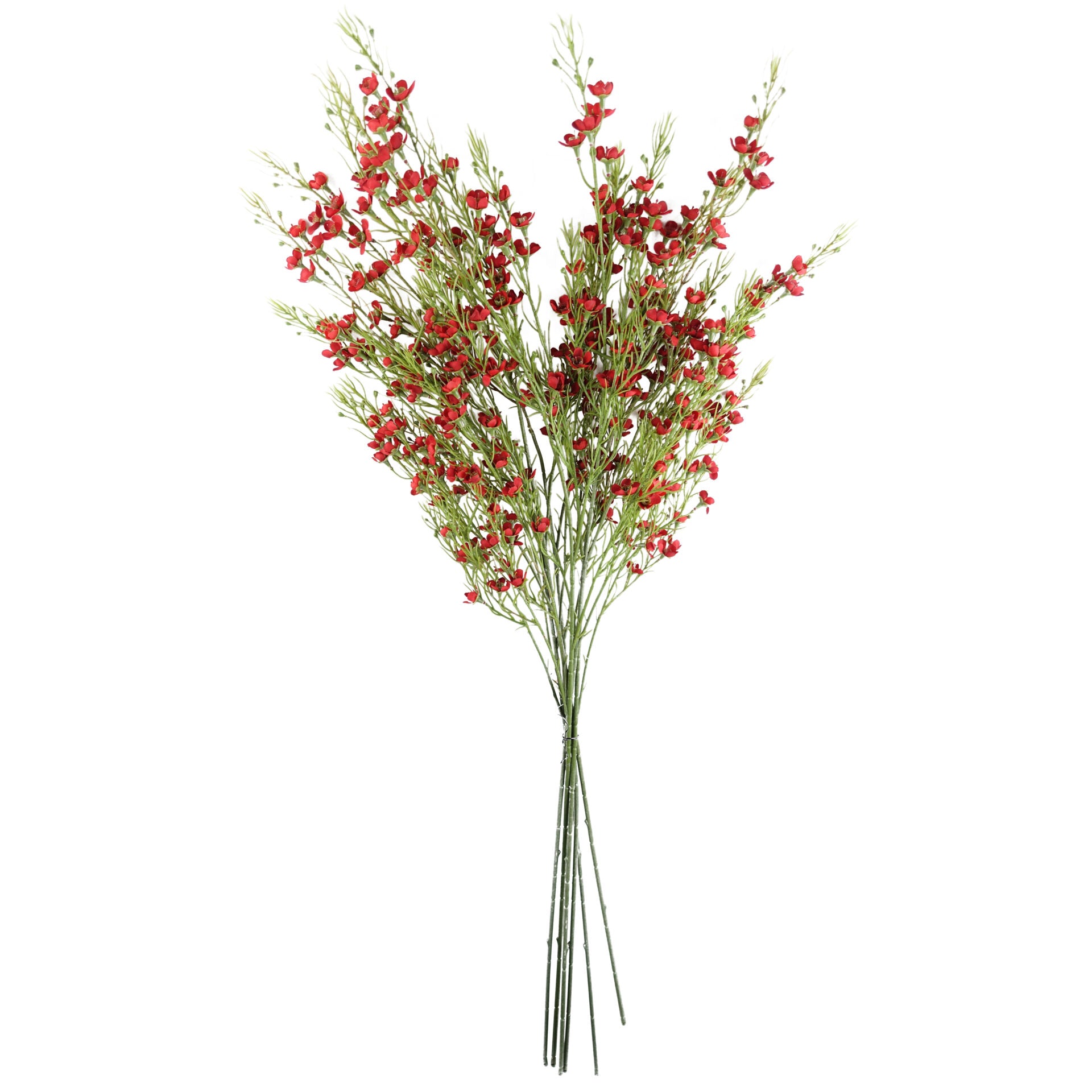 100cm Artificial Foliage Stem with Small Flowers - Red