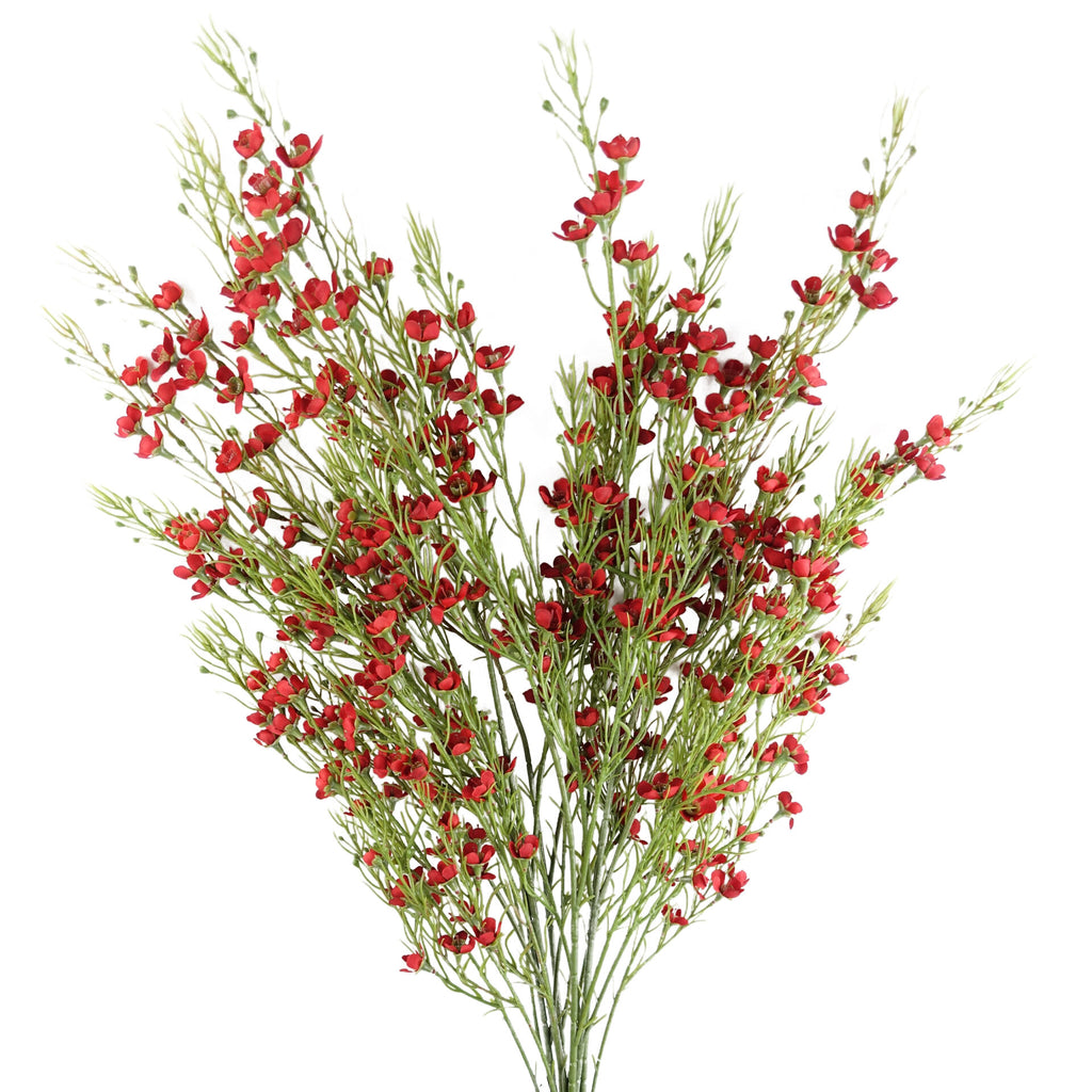 100cm Artificial Foliage Stem with Small Flowers - Red