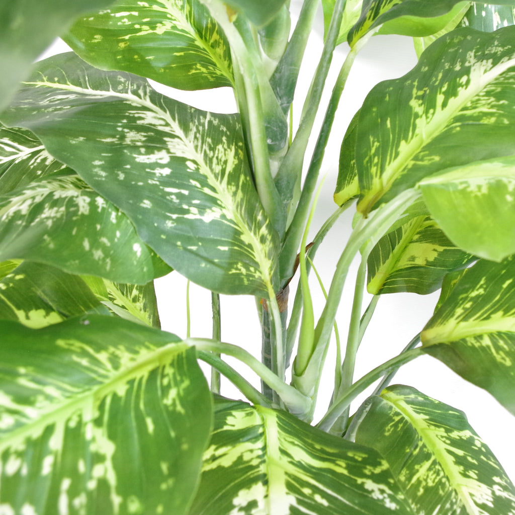100cm Large Fox's Aglaonema (Spotted Evergreen) Tree Artificial Plant with Copper Metal Planter