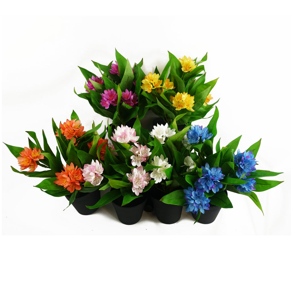 18cm Artificial Freesia Plant Dark Pink Flowering