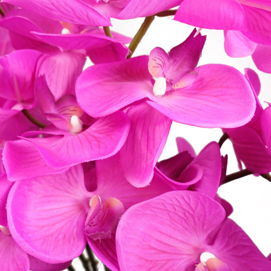 85cm Artificial Deluxe Bush Orchid - Dark Pink with Black Pot