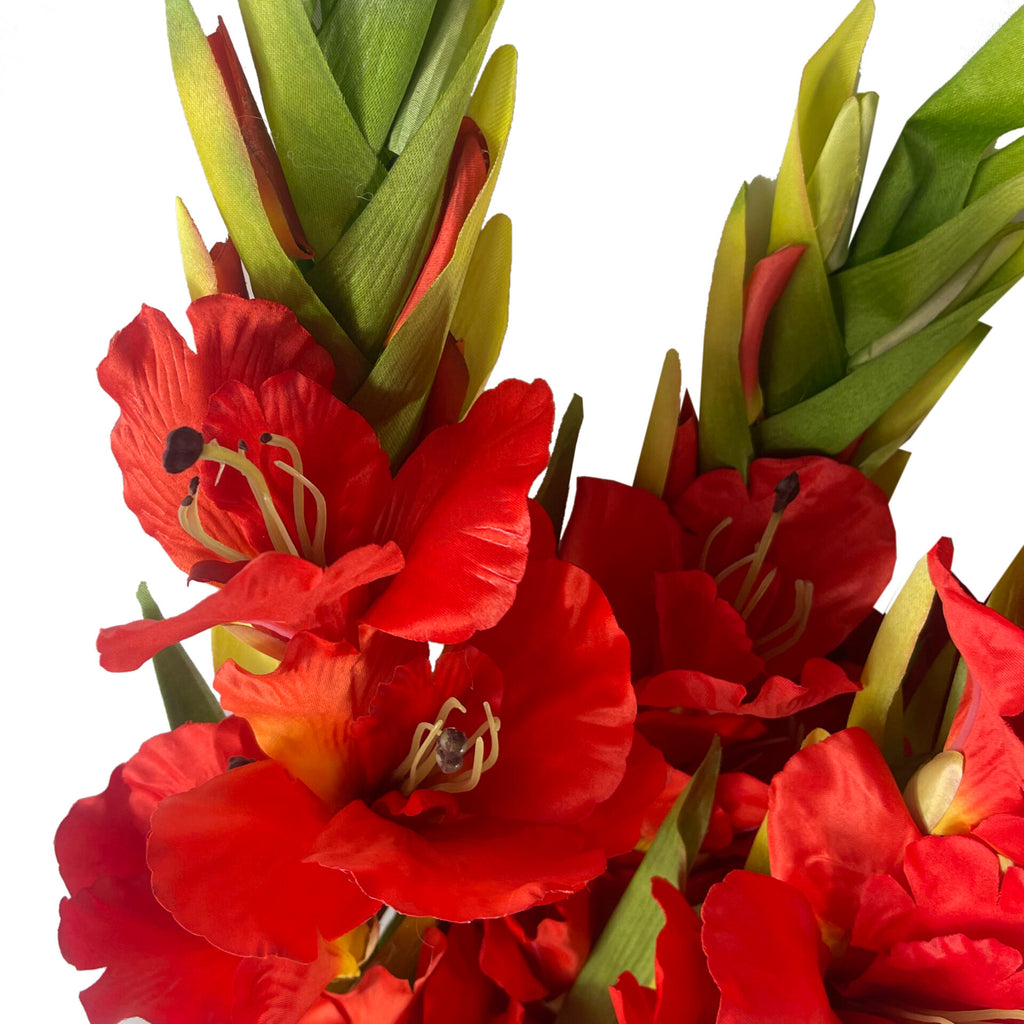 Pack of 6 x 115cm Artificial Orange Gladioli Stem