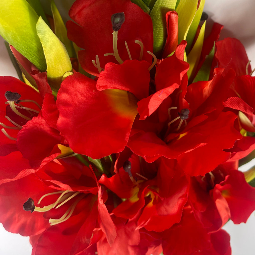 Pack of 6 x 115cm Artificial Orange Gladioli Stem