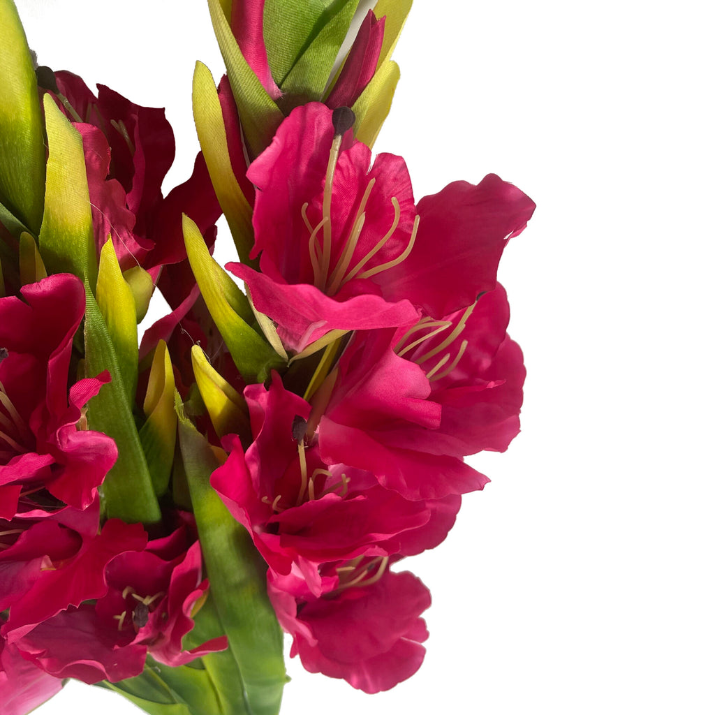 Pack of 6 x 115cm Artificial Pink Gladioli Stem