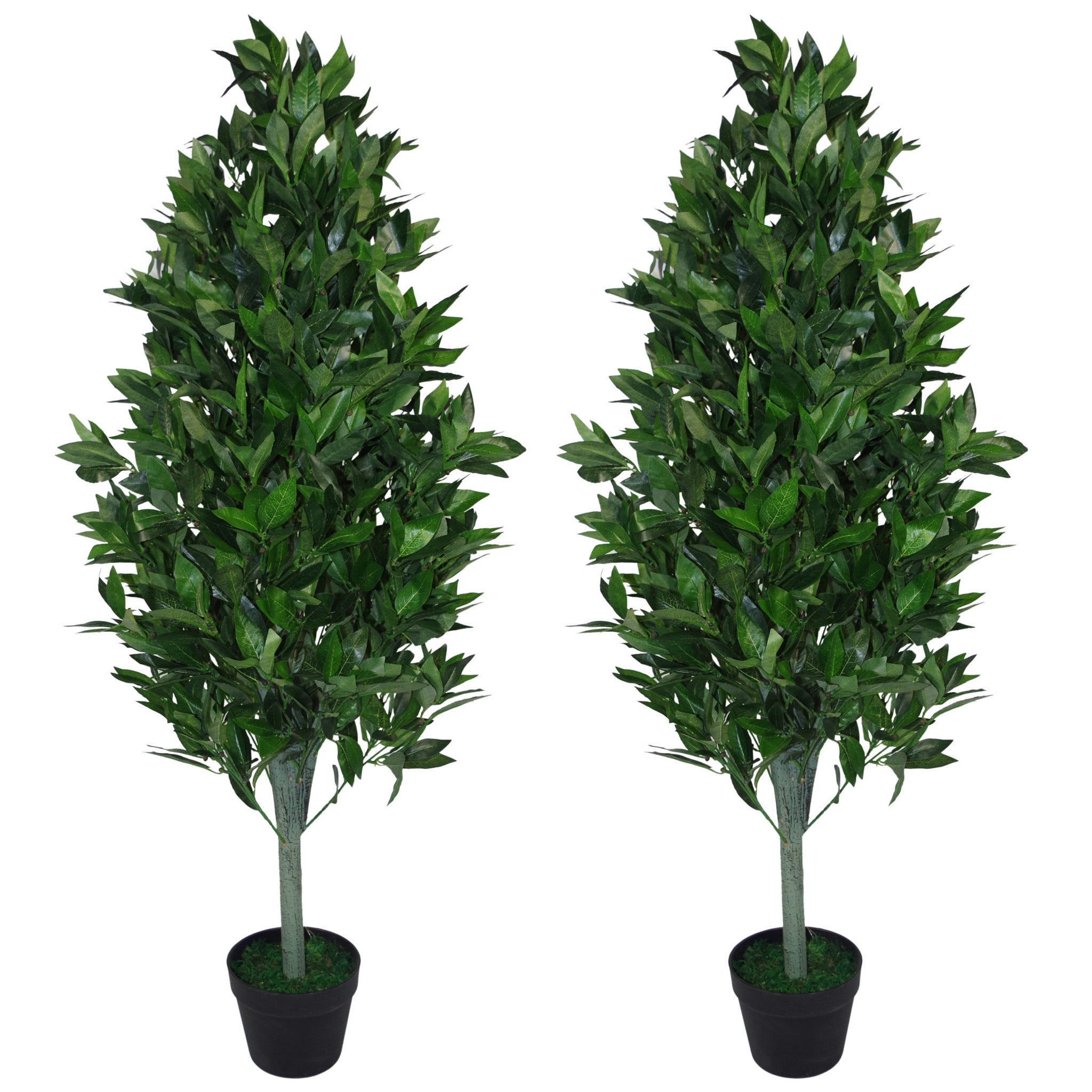 Pair of 120cm (4ft) Artificial Topiary Bay Trees Pyramid Cones - Extra Large