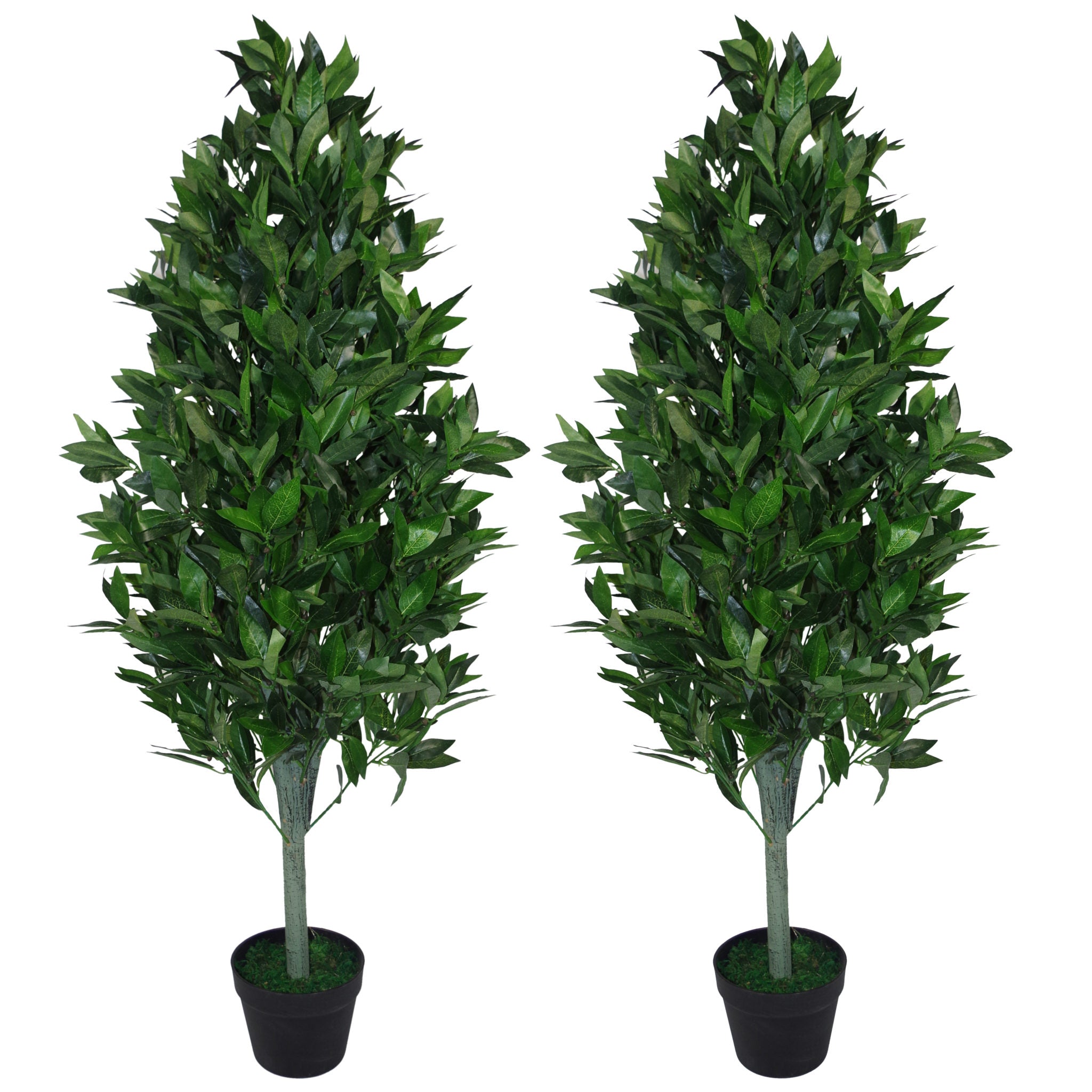 Pair of 120cm (4ft) Artificial Topiary Bay Trees Pyramid Cones - Extra Large