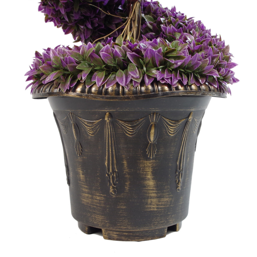 120cm Green Large Leaf Spiral with Decorative Planter