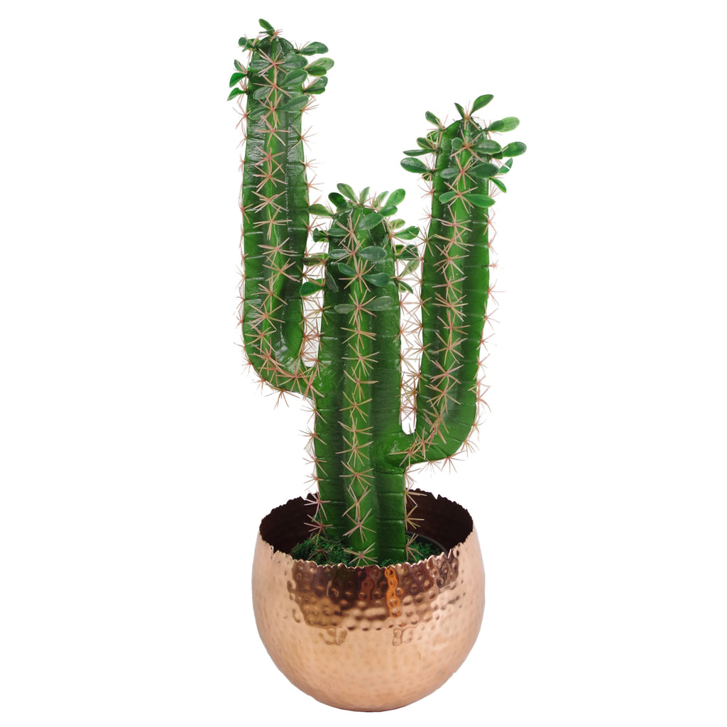 Leaf Large Metal Planter 22 x 17cm Hammered Copper Plated - Curvy Edge