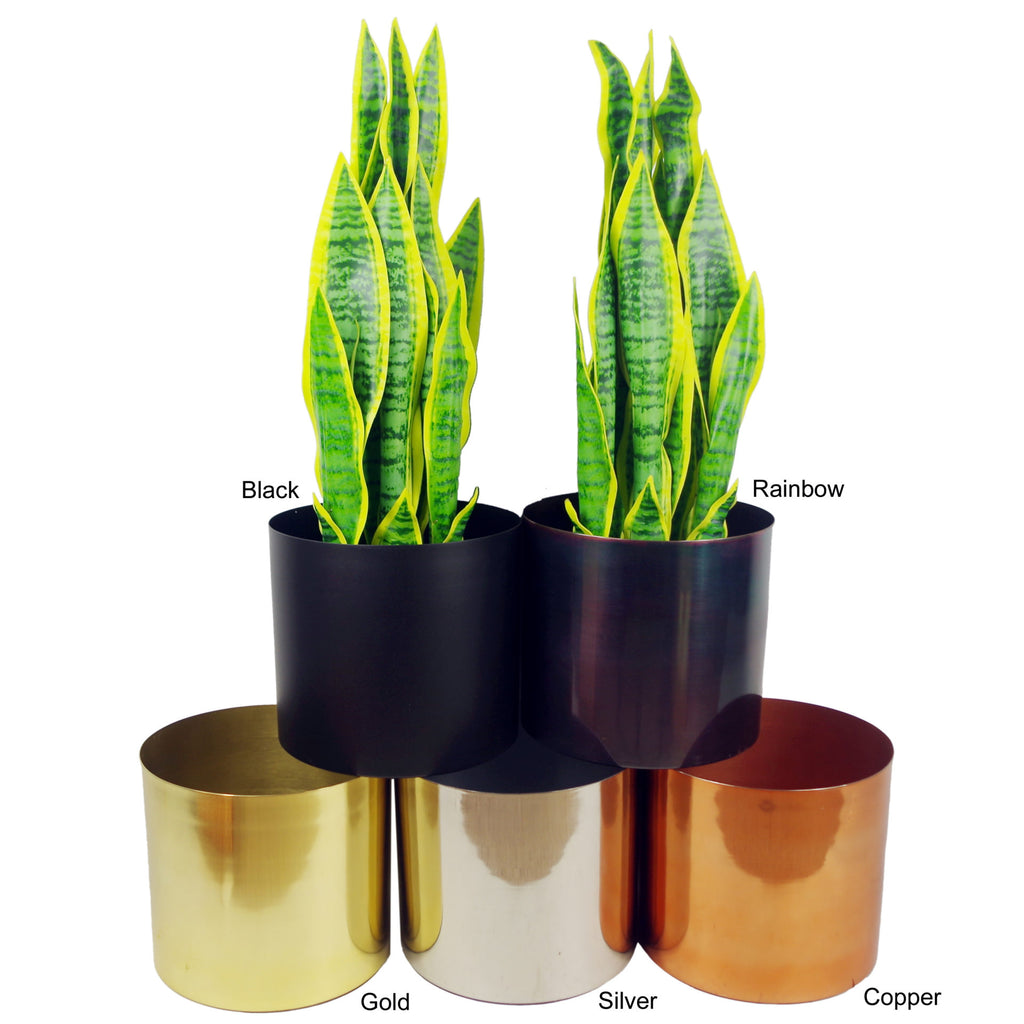 Medium Gold Stand with Iridescent Rainbow Metal Planter 38.5cm x 18cm