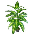 120cm Artificial Large Leaved Evergreen Tall Variegated Plant