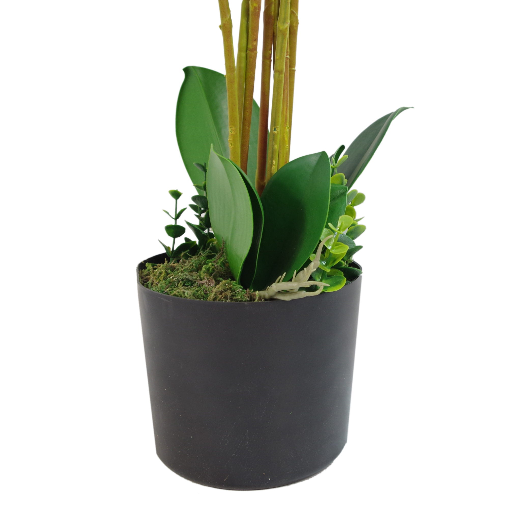 85cm Artificial Deluxe Bush Orchid - Dark Pink with Black Pot