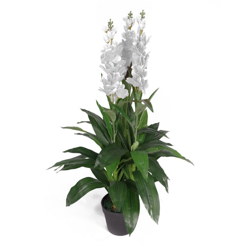 100cm Artificial Cymbidium Orchid Plant - Extra Large - White Flowers