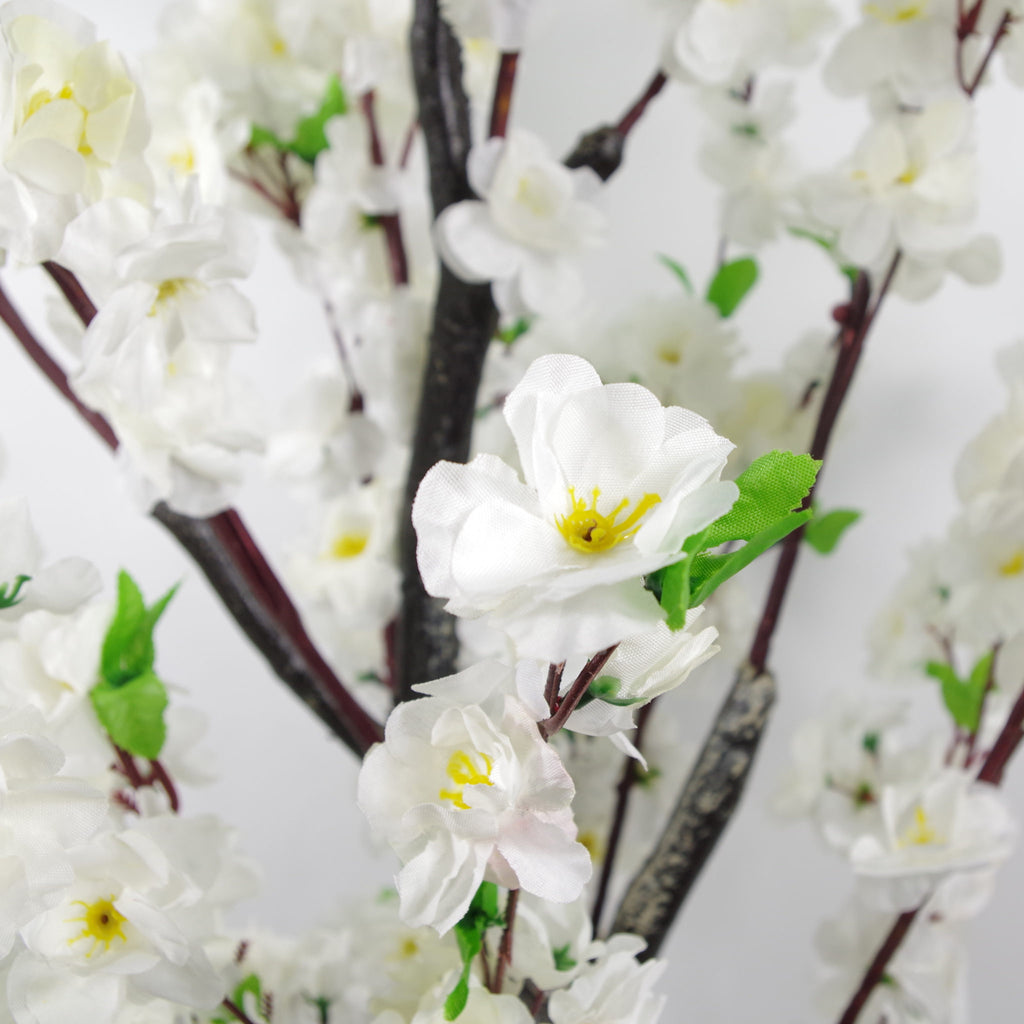 120cm Realistic Artificial Cherry Blossom Tree - Potted - White Silk Flowers