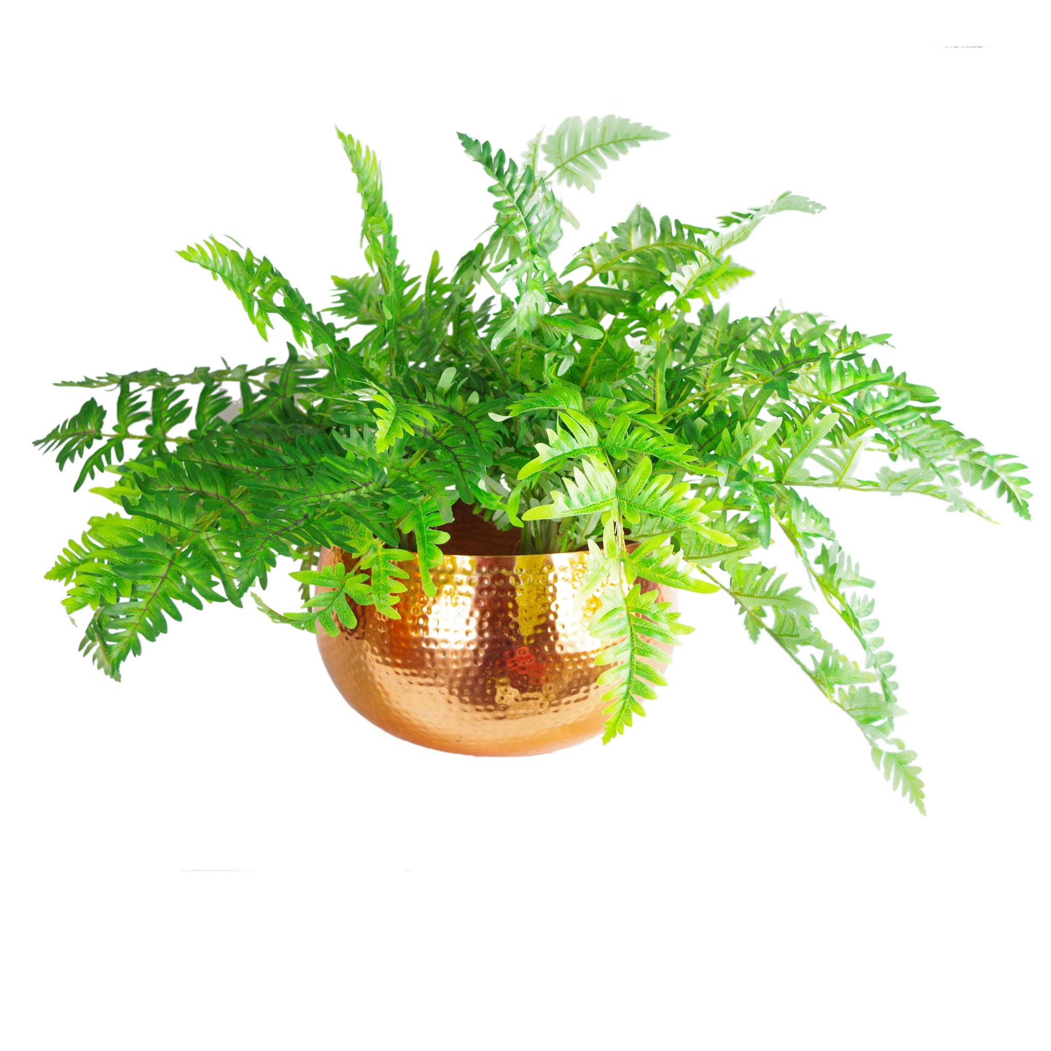 Leaf XL Metal Bowl Planter 32 x 20cm Hammered Copper Colour - Straight Edge