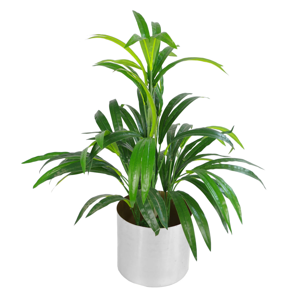 Leaf Metal Planter Plant Pot with Brushed Silver Finish 20 x 18cm