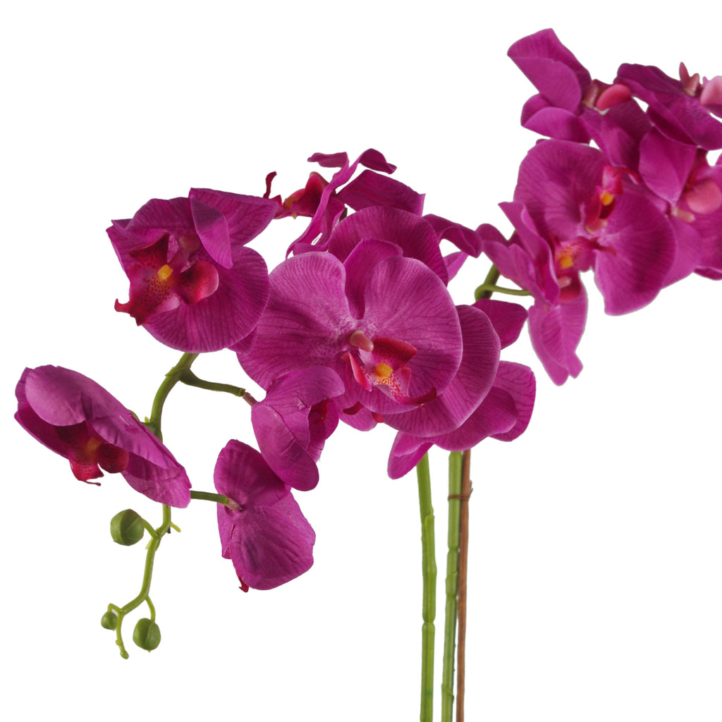 70cm Artificial Orchid Dark Pink with Gold Dish Ceramic Planter