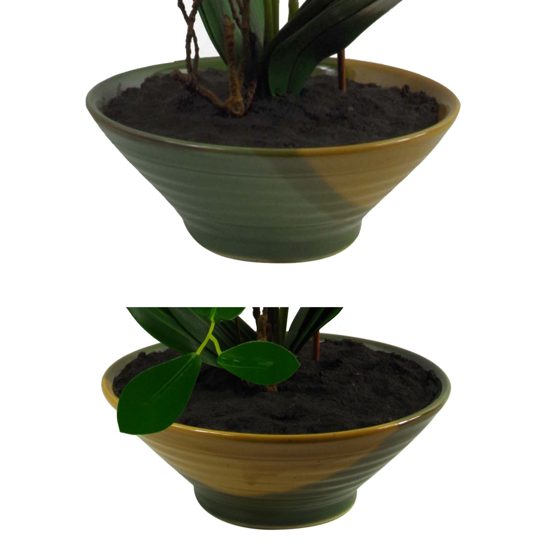 65cm Artificial Orchid Dark Pink in Glazed Planter