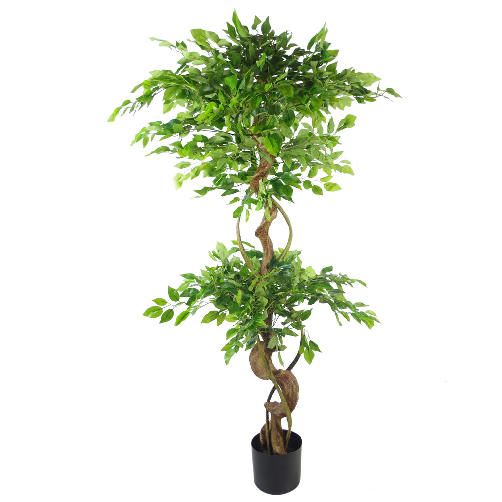 150cm Twisted Trunk Artificial Japanese Fruticosa Ficus Tree Black Planter
