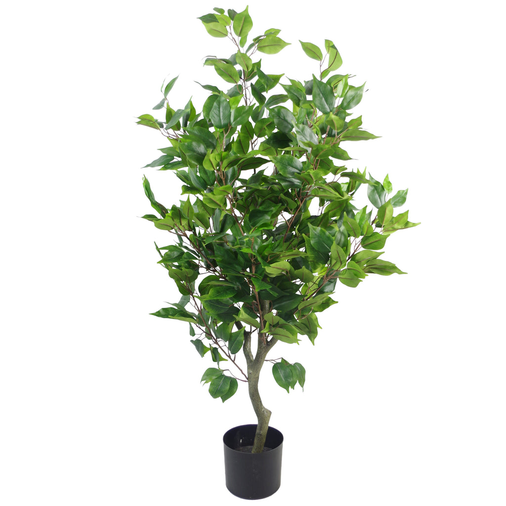 110cm Artificial Evergreen Ficus Tree Silver Curve Planter