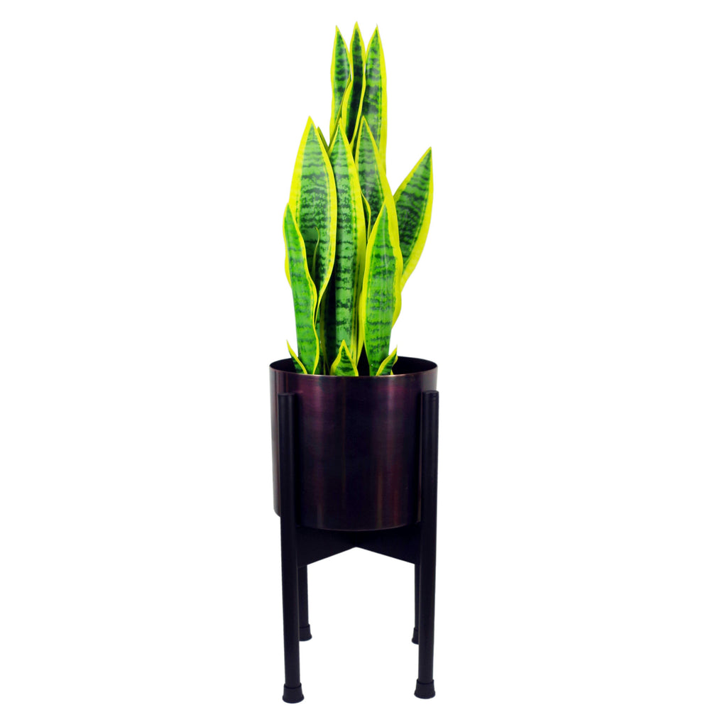 Medium Black Stand with Iridescent Rainbow Metal Planter 38.5cm x 18cm