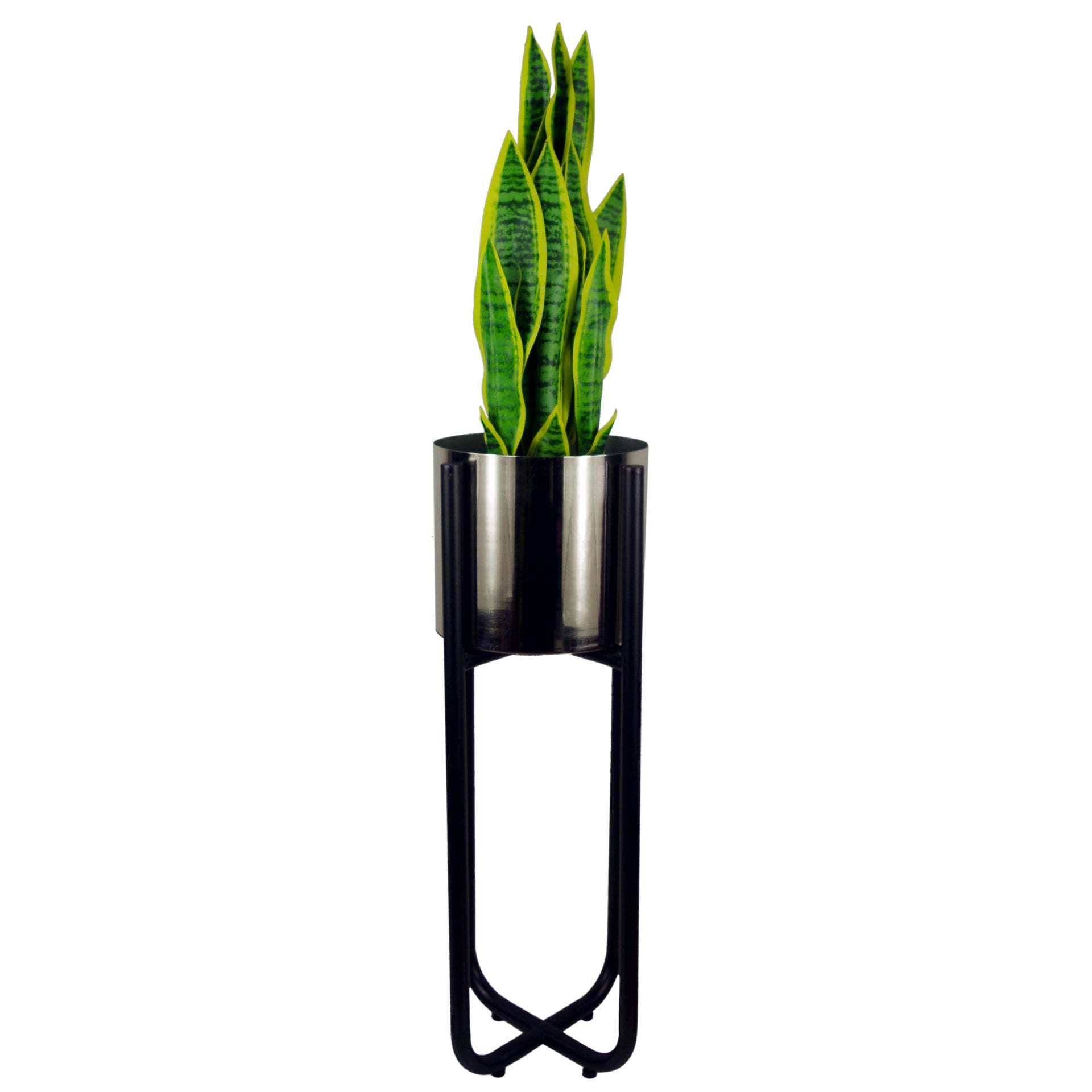 Tall Black Stand with Iridescent Rainbow Metal Planter 62cm x 18cm