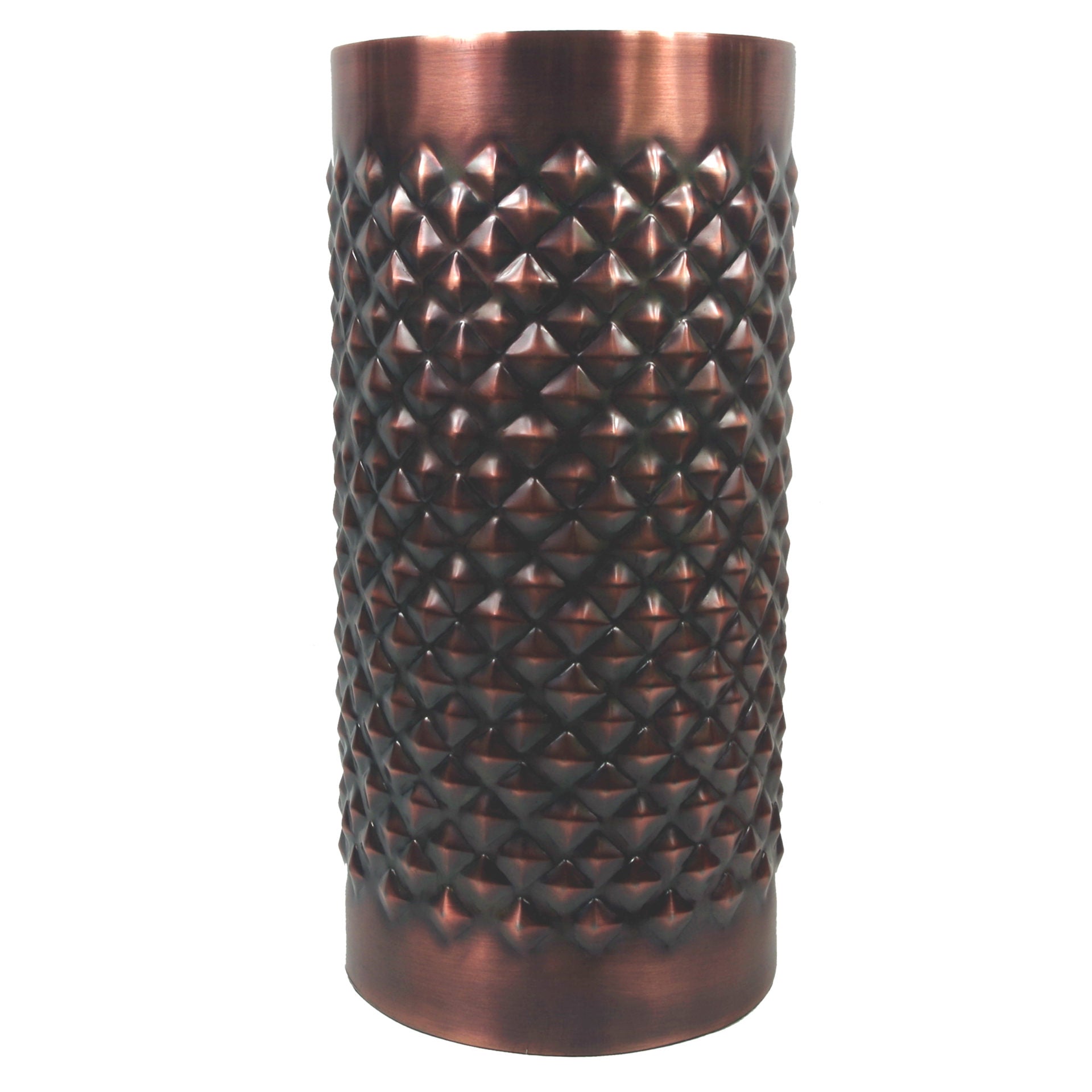 Diamond Metal Decorative Vase - Antique Copper 31 x 15cm