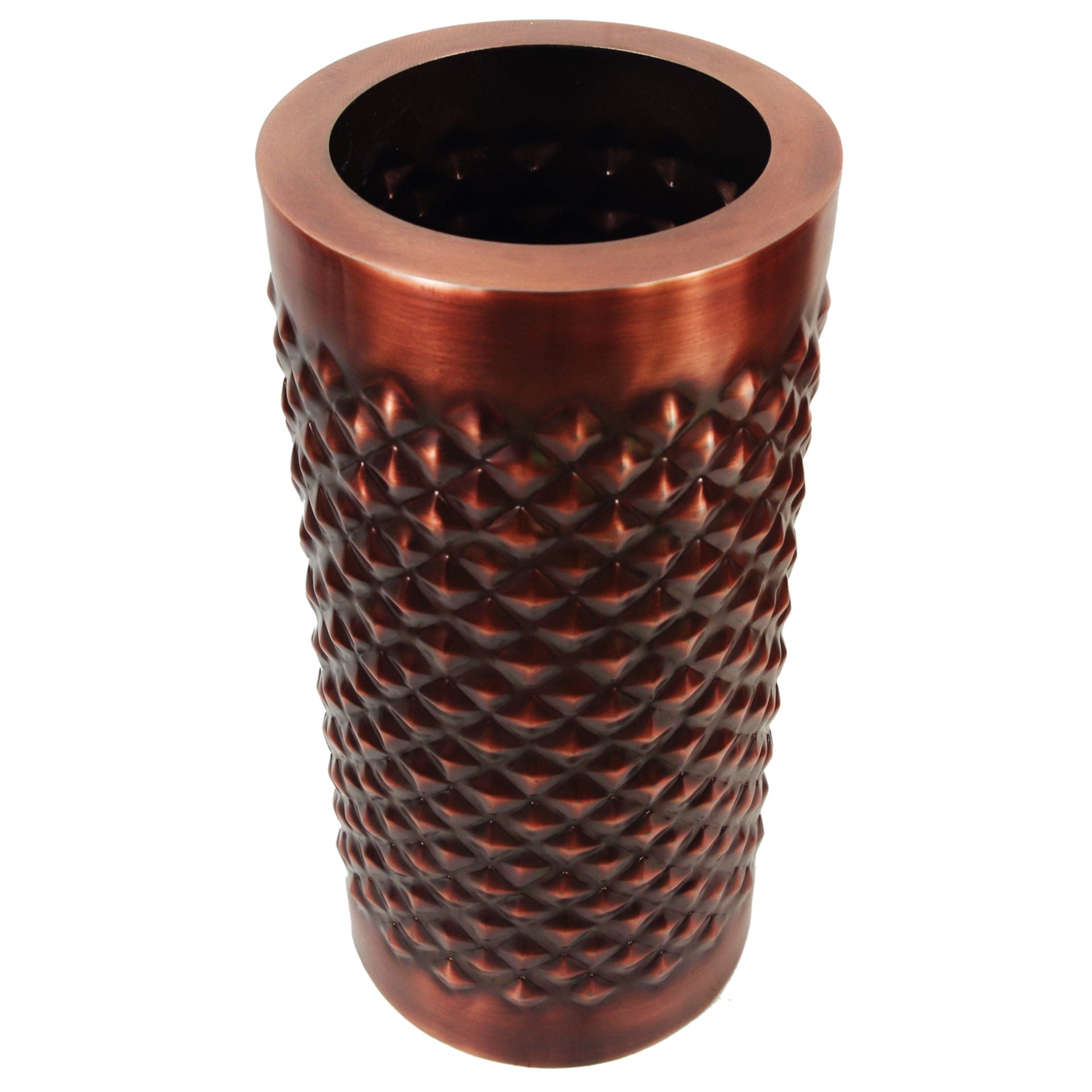 Diamond Metal Decorative Vase - Antique Copper 31 x 15cm