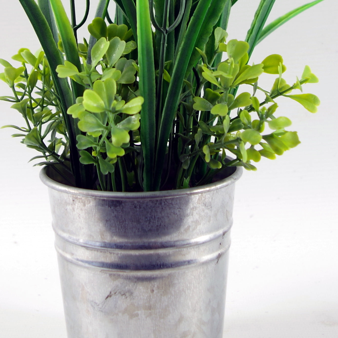 30cm Artificial Allium Grass Plant with Metal Planter