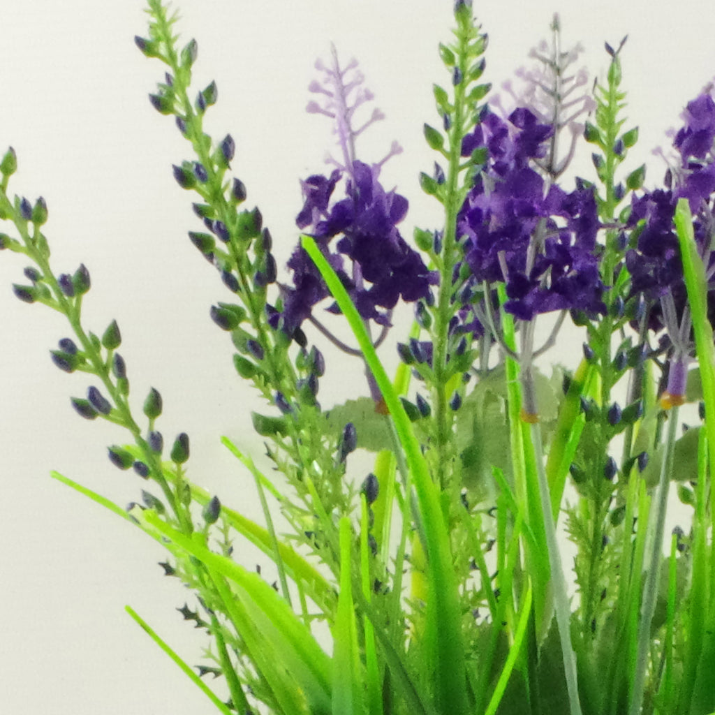 68cm Silver Metal Octopus Bowl Style Planter with Artificial Lavender