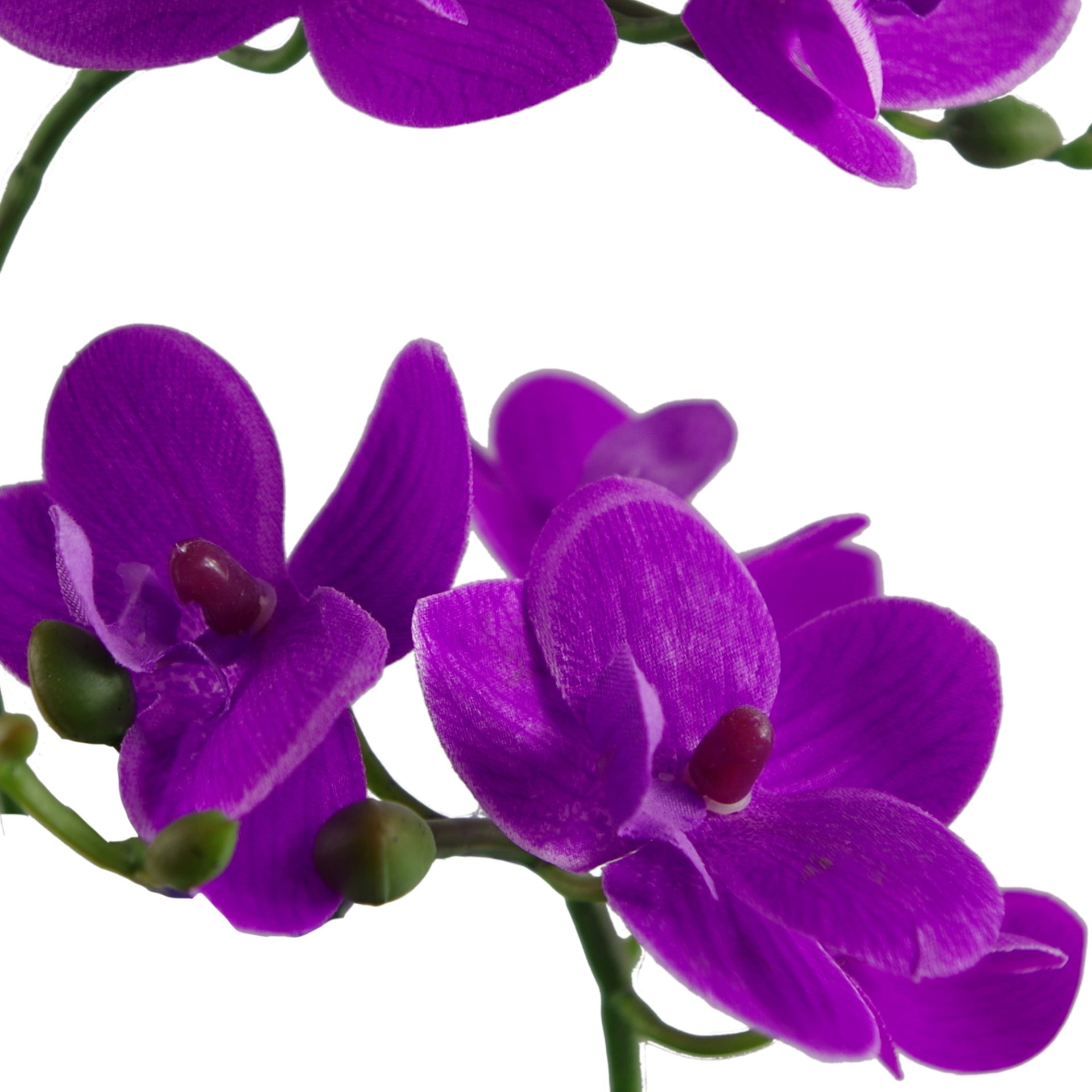 38cm Artificial Orchid in Black Ceramic Bowl Planter