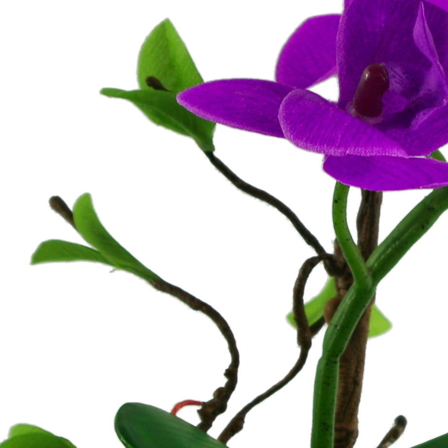 24cm Purple Artificial Orchid in White Ceramic Display Planter