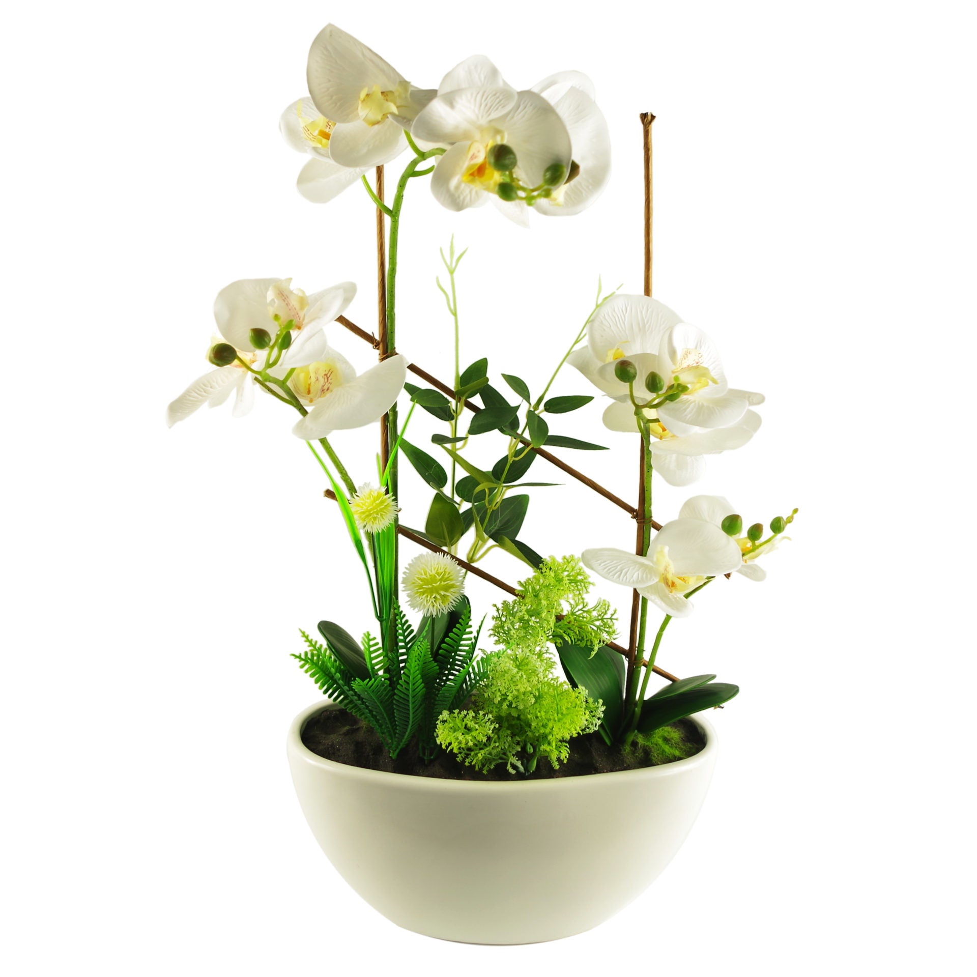 55cm Artificial Blossoming Orchid Display in Ceramic Planter