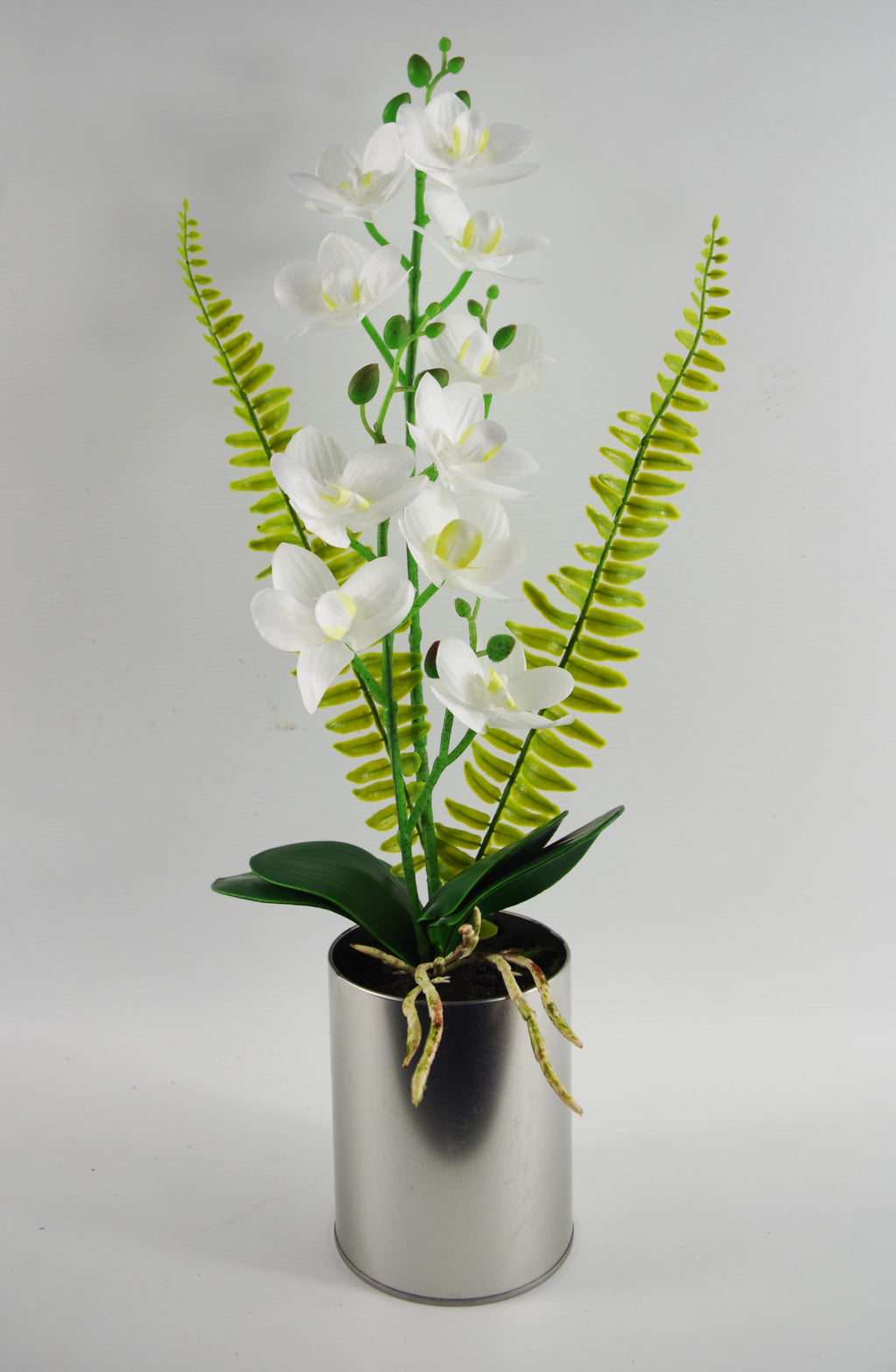 48cm White Artificial Orchid in Metal Planter - SLIGHT SECONDS