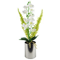 48cm White Artificial Orchid in Metal Planter - SLIGHT SECONDS