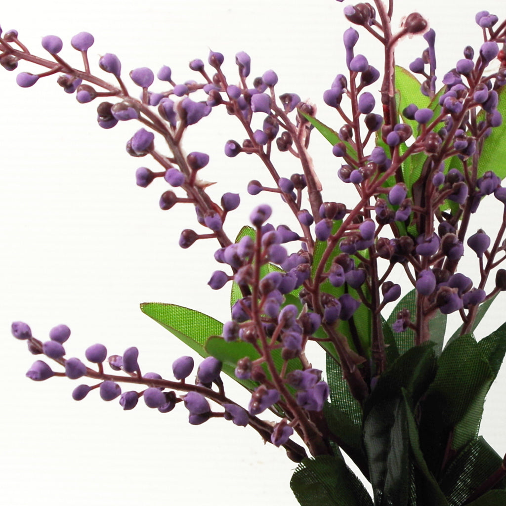 25cm Ceramic Blue Dish Planter with Artificial Purple Vitex Negundo Plant