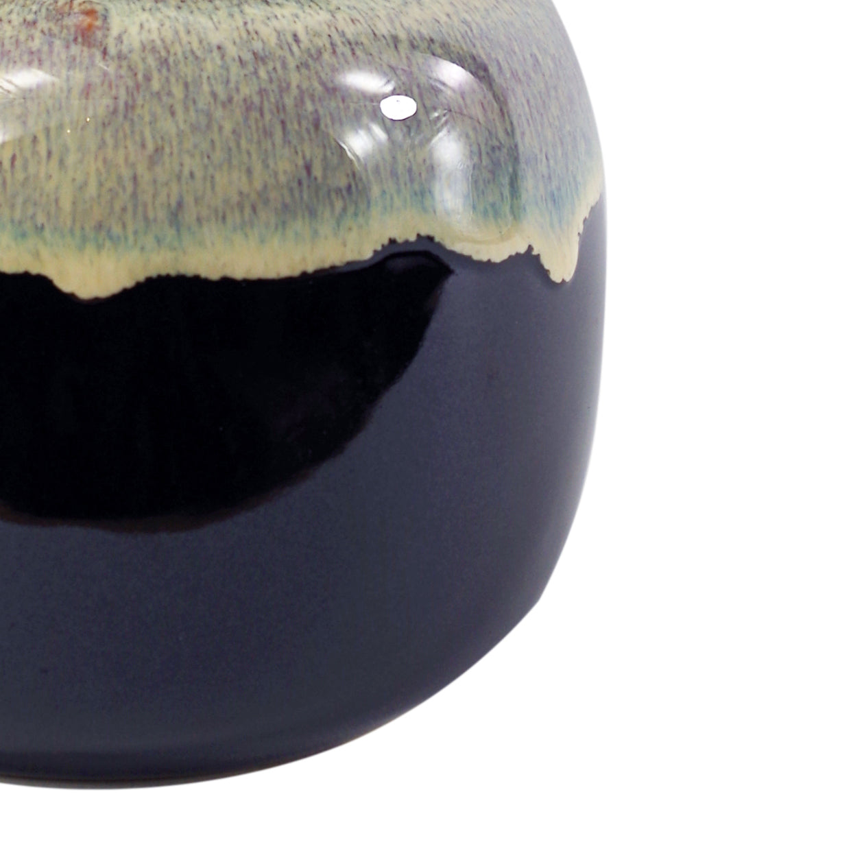 22cm Ceramic Drip Glazed Planter with Artificial Red Mosaic Plant