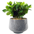 23cm Ceramic Tall Blue Planter with Artificial Green Mosaic Plant