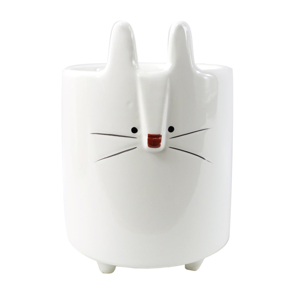 Set of Rabbit Fox and Elephant Ceramic Pots