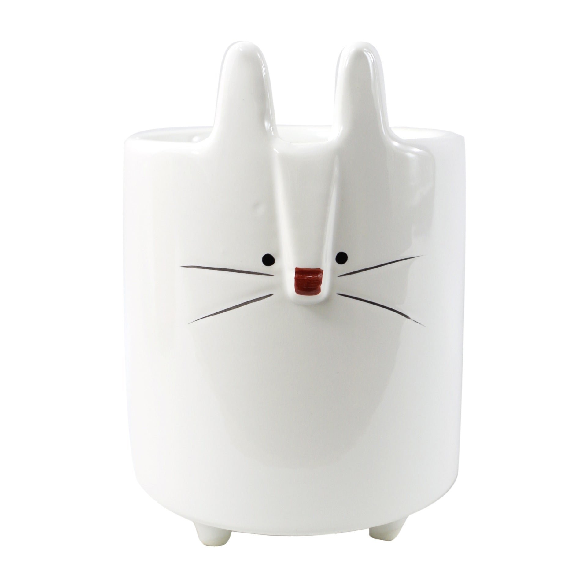 Set of Rabbit Fox and Elephant Ceramic Pots